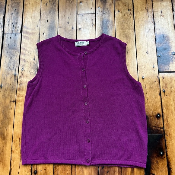 L.L. Bean Jackets & Blazers - VTG LL Bean Women’s Large Purple Cardigan Sweater Vest Button USA Made 70’s 80’s